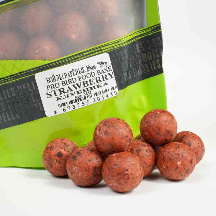 Бойлы варёные MINENKO (Клубника) PRO BIRD FOOD STRAWBERRY 20мм (Zip-lock)